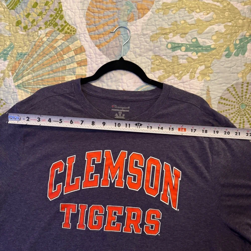 Champion Clemson Tigers T-Shirt Mens 2XL Navy Purple Heathered Short Sleeve Tee - Picture 8 of 8